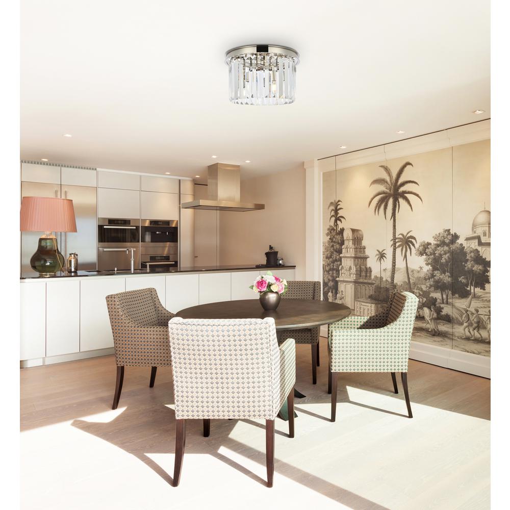 Sydney 3 light polished nickel Flush Mount Clear Royal Cut Crystal. Picture 7