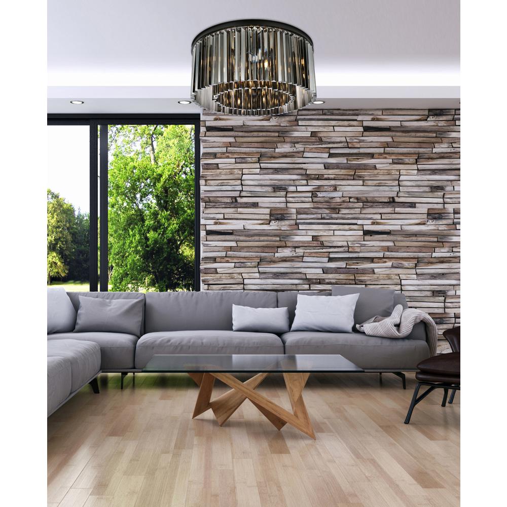 Sydney 8 light Matte Black Flush Mount Silver Shade (Grey) Royal Cut Crystal. Picture 8