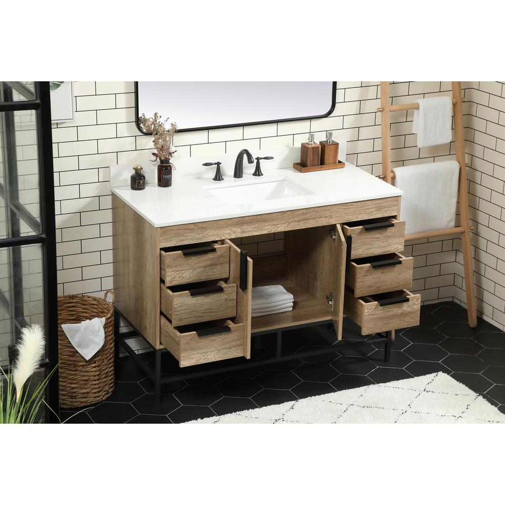 48 inch Single bathroom vanity in natural oak with backsplash. Picture 3