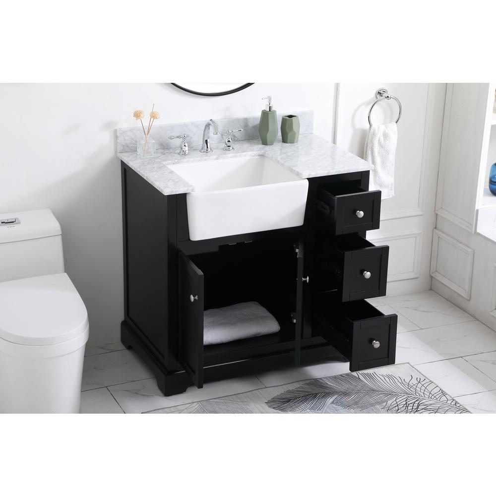 36 inch Single bathroom vanity in black with backsplash. Picture 3