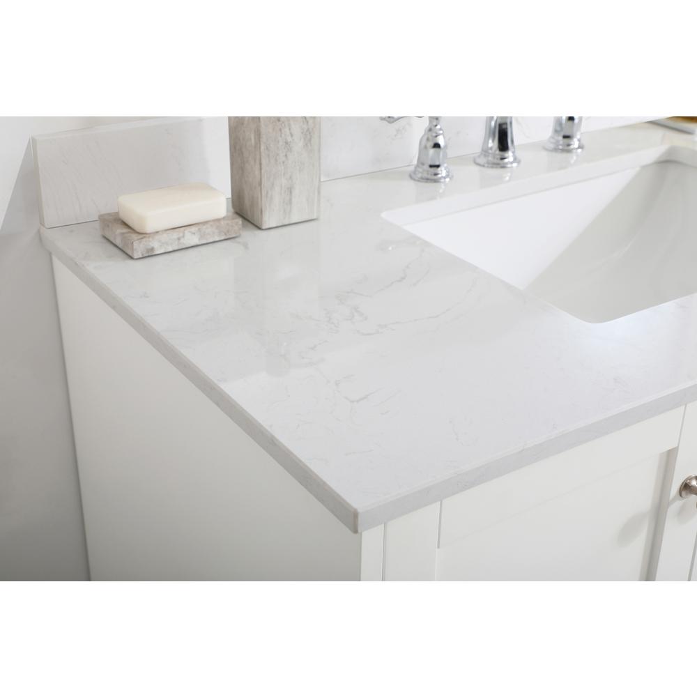 42 inch Single Bathroom Vanity in White with Backsplash. Picture 4