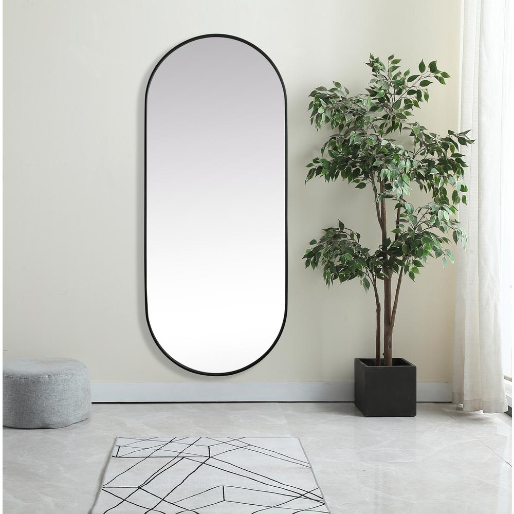 Metal Frame Oval Mirror 30x72 Inch in Black. Picture 11