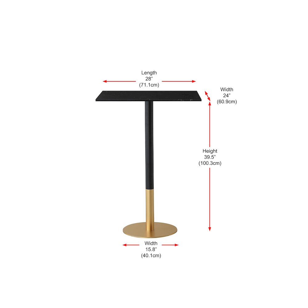 Ronan 28 Inch Pub Table In Black. Picture 7