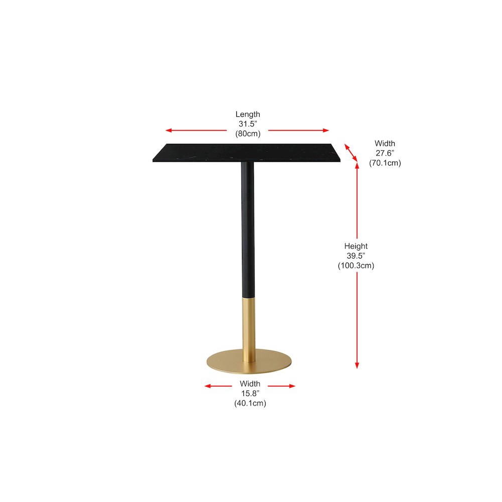Ronan 31.5 Inch Pub Table In Black. Picture 7