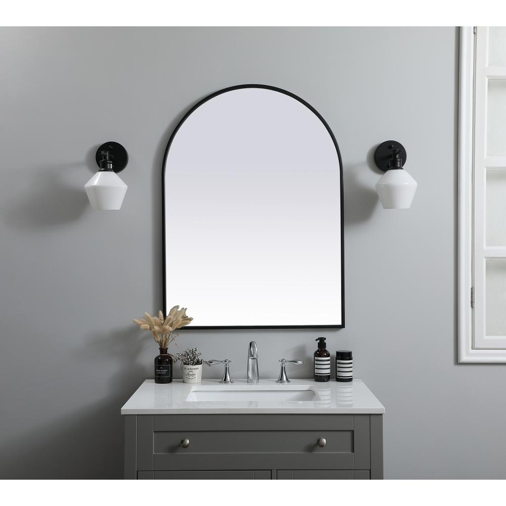 Metal Frame Arch Mirror 27x36 Inch in Black. Picture 9
