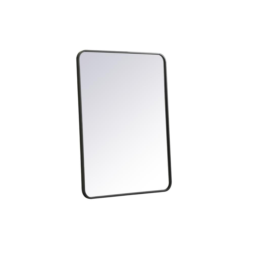 Soft corner metal rectangular mirror 27x36 inch in Black. Picture 7