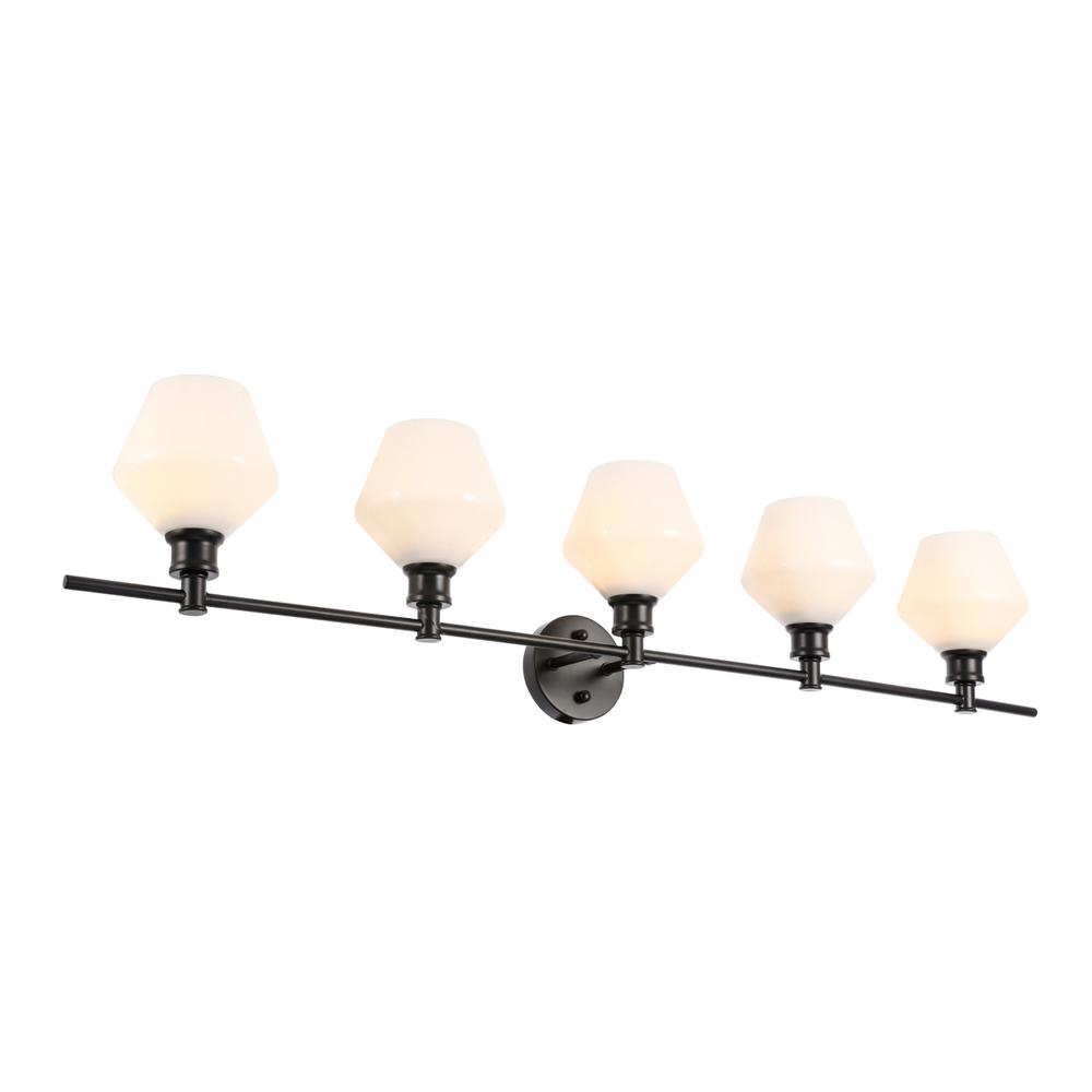 Gene 5 light Black and Frosted white glass Wall sconce. Picture 5