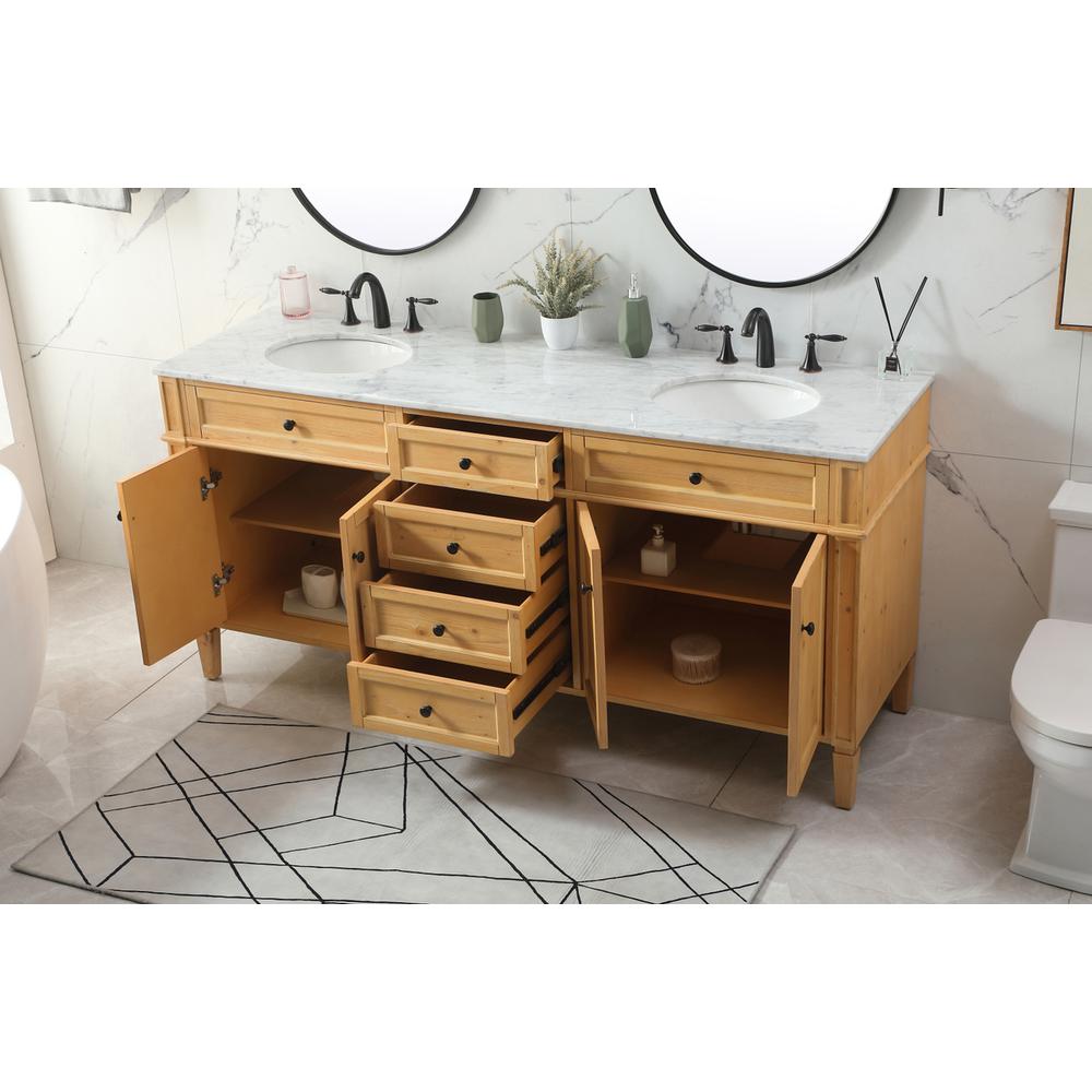 72 inch double bathroom vanity in natural wood. Picture 3