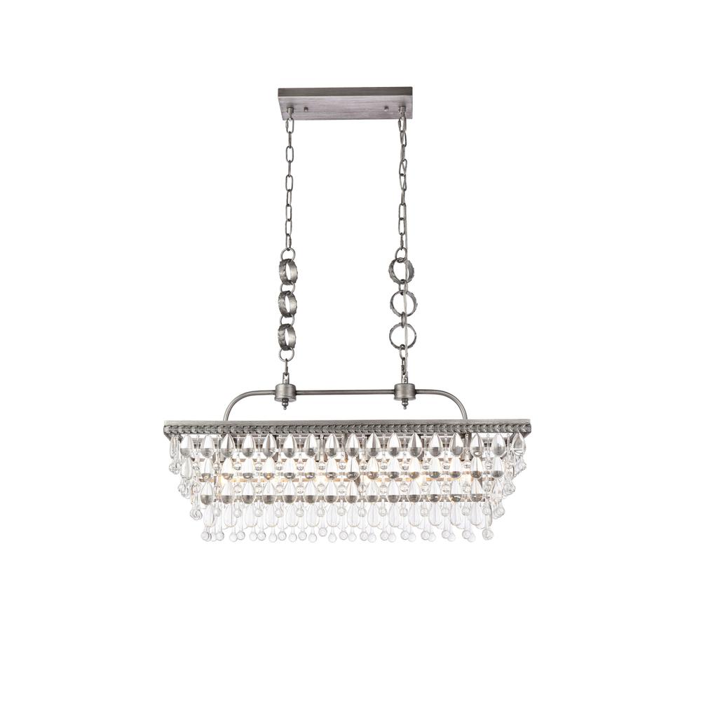 Nordic 32 inch rectangle pendant in antique silver. Picture 1