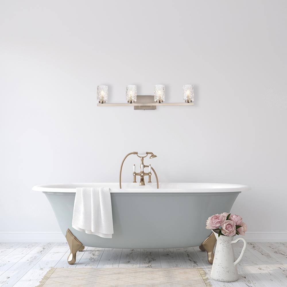 Cassie 4 lights bath sconce in satin nickel with clear shade. Picture 7