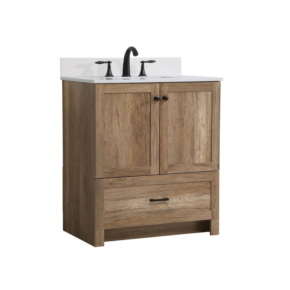 30 inch Single Bathroom Vanity in Natural oak with Backsplash. Picture 7