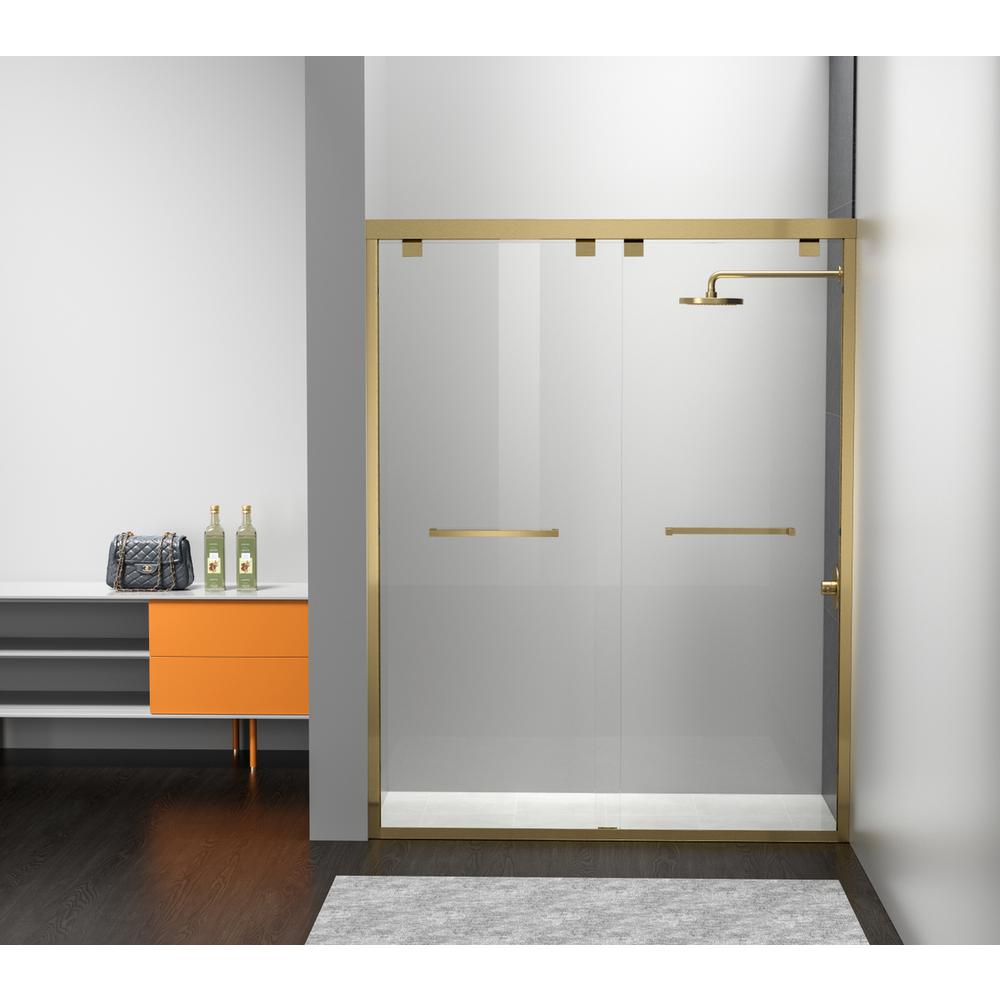 Semi-frameless shower door 60 x 76 Brushed Gold. Picture 1