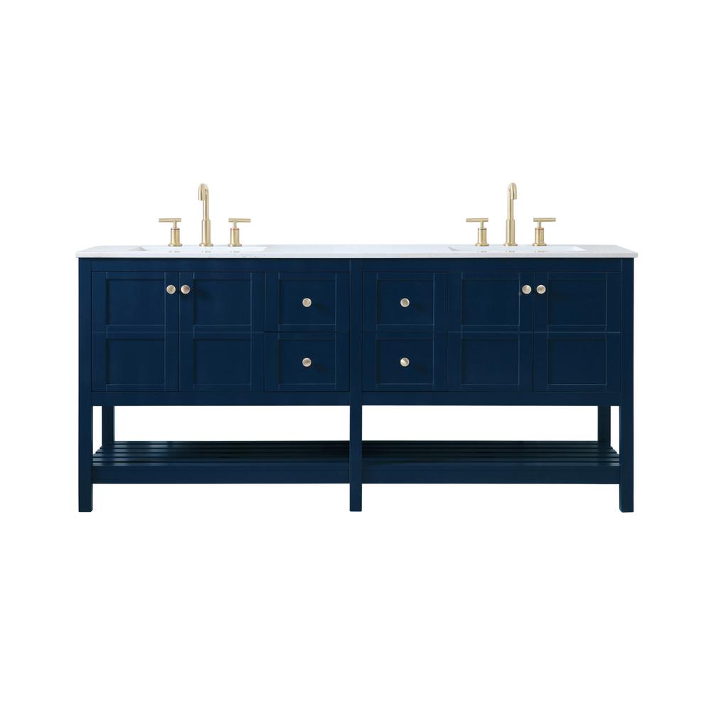 72 inch Double Bathroom Vanity in Blue. Picture 1