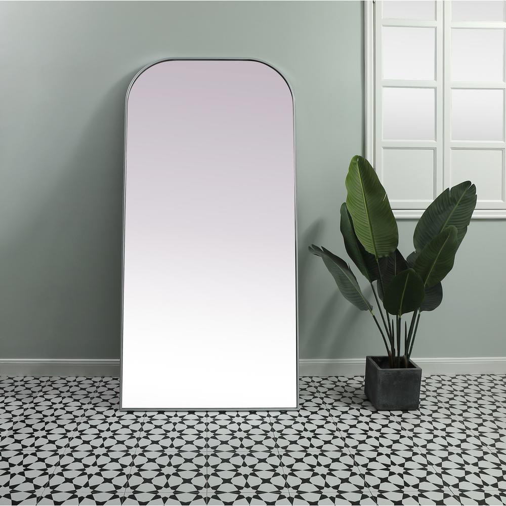 Metal Frame Arch Full Length Mirror 35x72 Inch in Silver. Picture 11