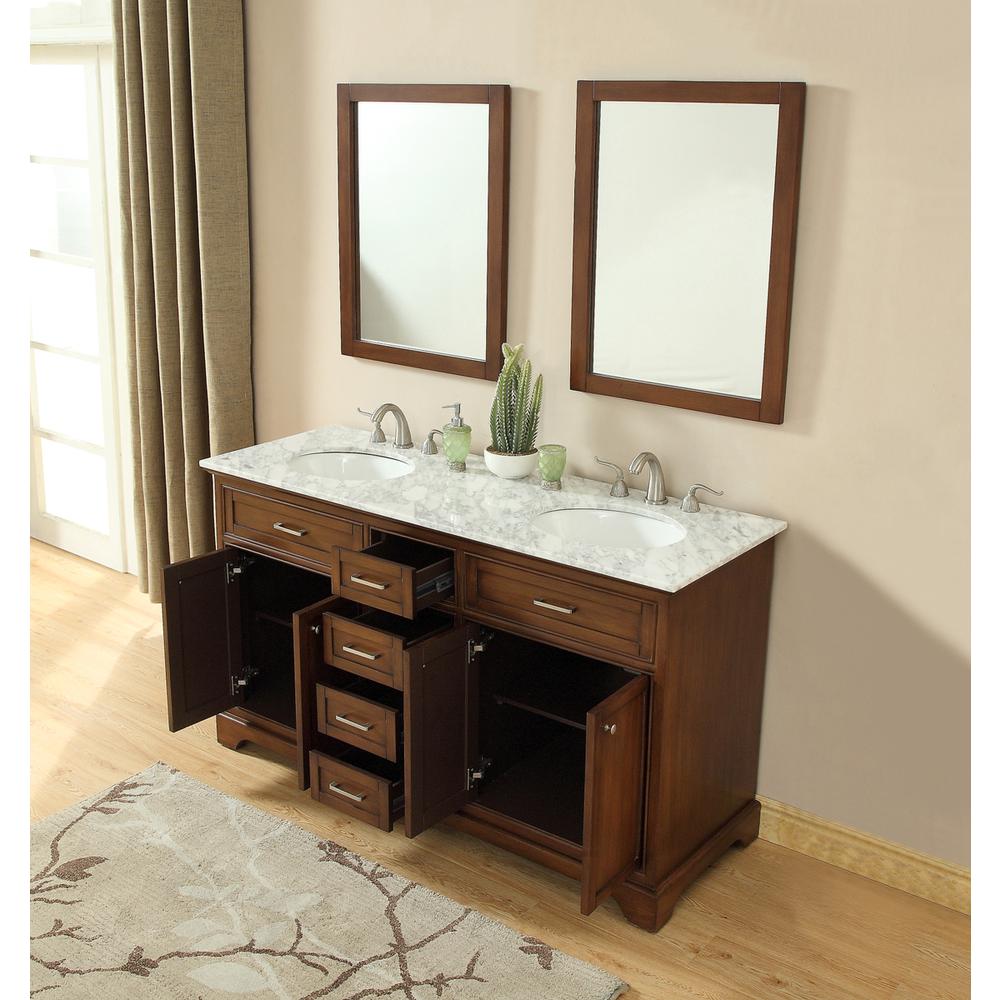 60 In. Double Bathroom Vanity Set In Teak. Picture 3