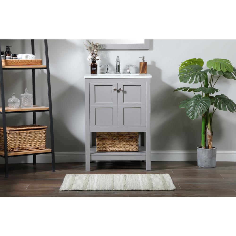 24 inch Single bathroom vanity in grey. Picture 14