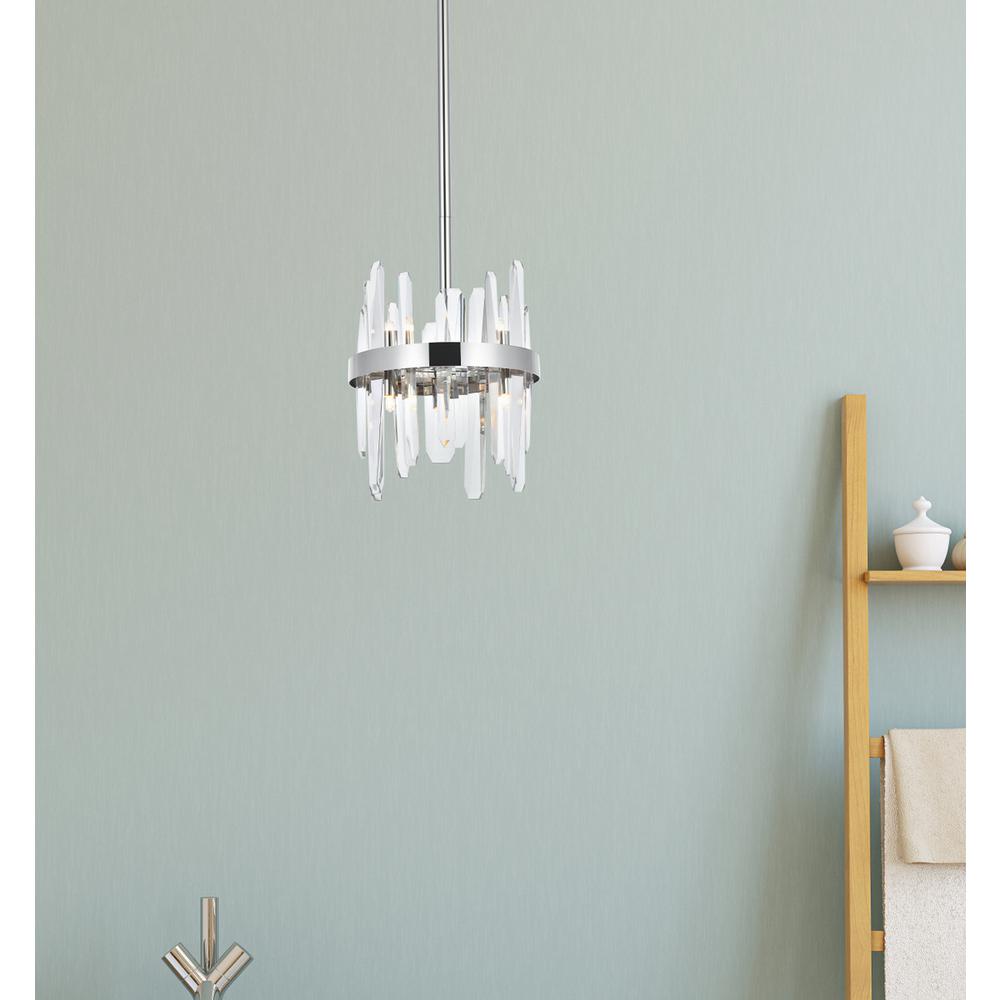 Serena 10 inch crystal round pendant in black. Picture 8