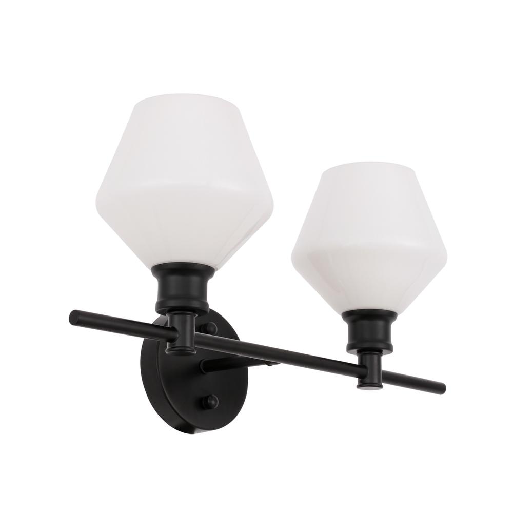Gene 2 light Black and Frosted white glass Wall sconce. Picture 8