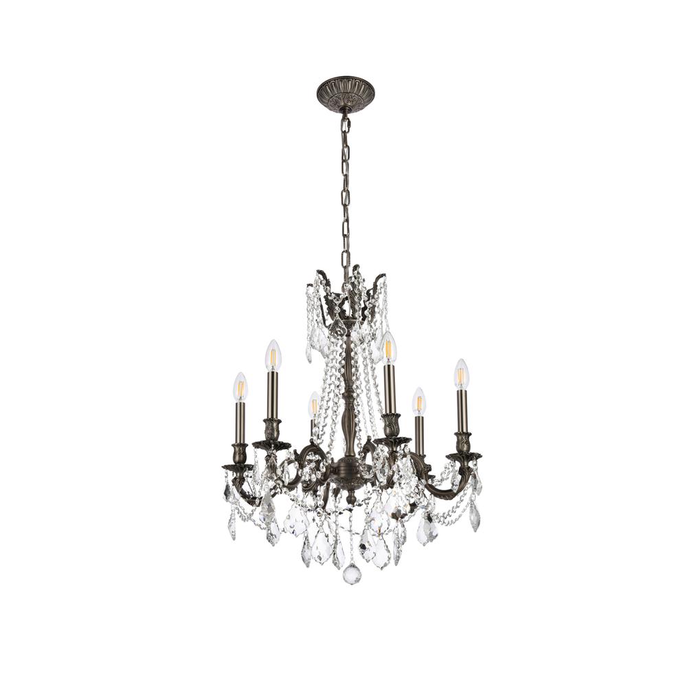 Rosalia 6 light Pewter Chandelier Clear Royal Cut Crystal. Picture 6
