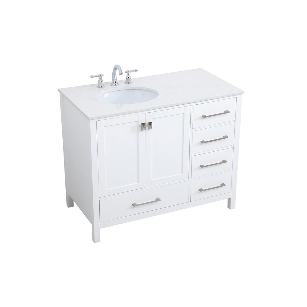 42 inch Single Bathroom Vanity in White. Picture 7