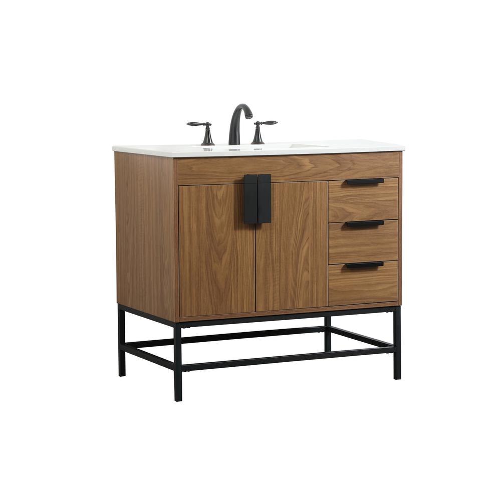 36 inch Single bathroom vanity in walnut brown. Picture 7