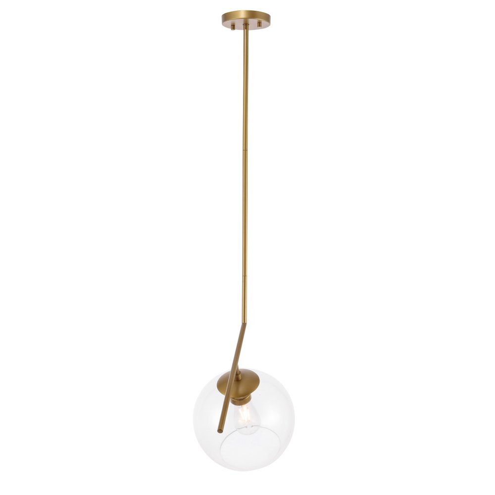 Ryland 1 Light Brass And Clear Glass Pendant. Picture 6