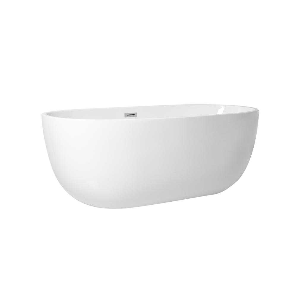 67 inch soaking roll top bathtub in glossy white. Picture 7