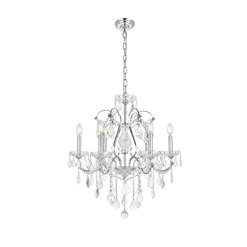 St. Francis 6 light Chrome Chandelier Clear Royal Cut Crystal. Picture 5