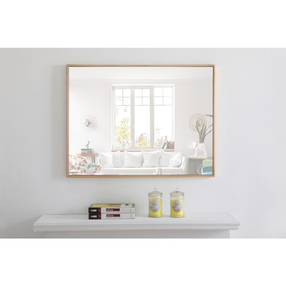 Metal frame Rectangle Mirror 24 inch Brass finish. Picture 7