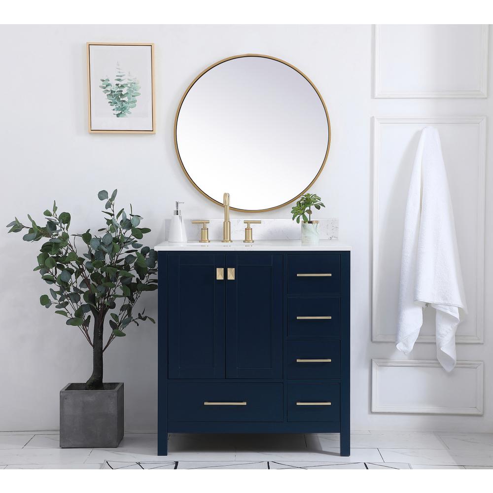 32 inch Single Bathroom Vanity in Blue with Backsplash. Picture 4