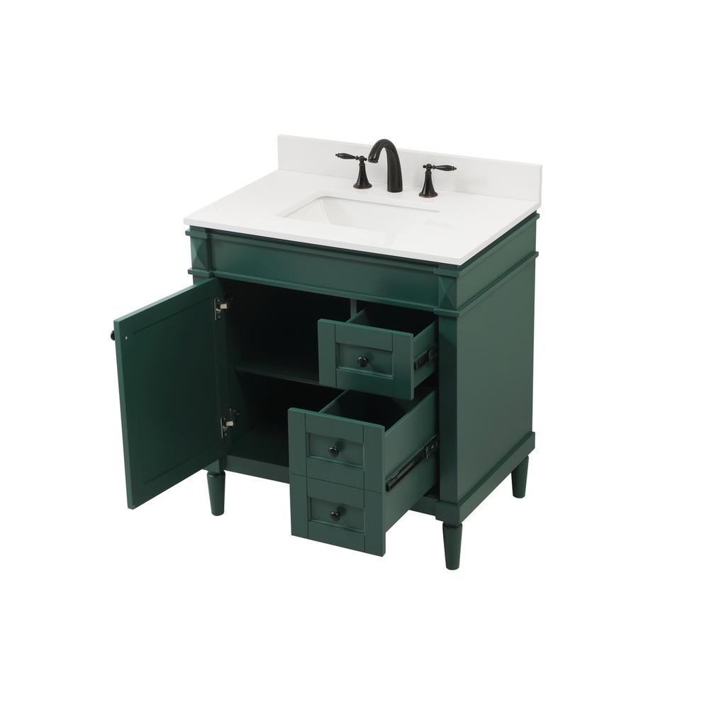 32 inch Single bathroom vanity in green with backsplash. Picture 9