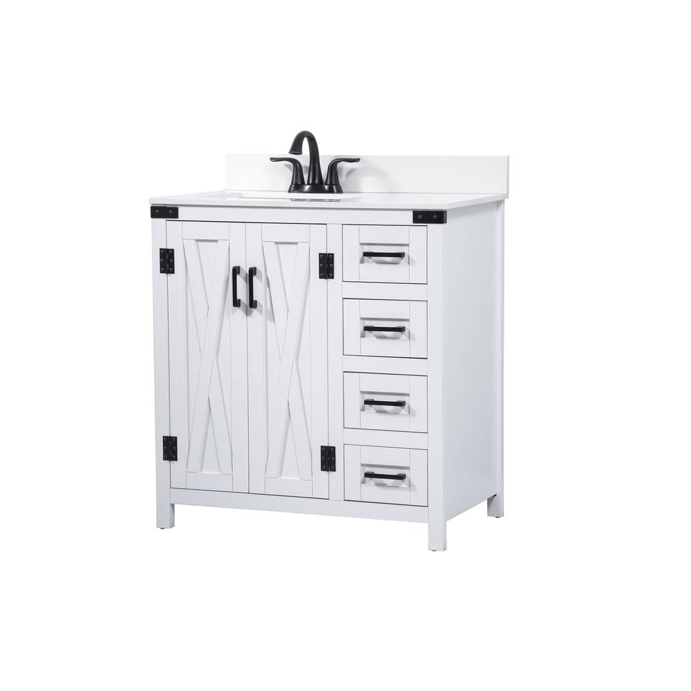 32 inch Single bathroom vanity in white with backsplash. Picture 7