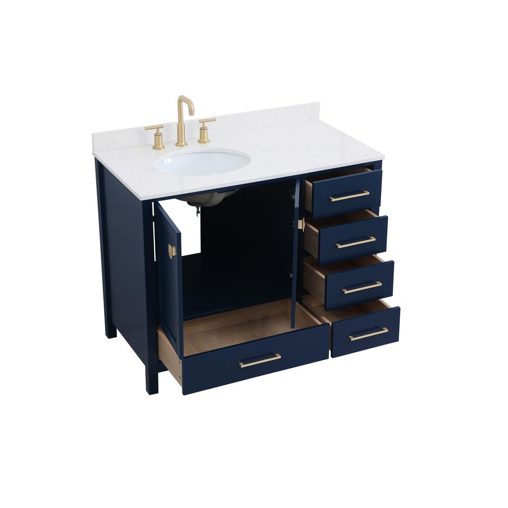 42 inch Single Bathroom Vanity in Blue with Backsplash. Picture 9