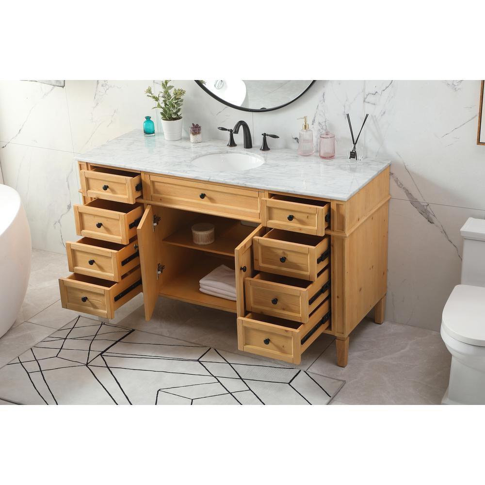 60 inch Single bathroom vanity in natural wood. Picture 3