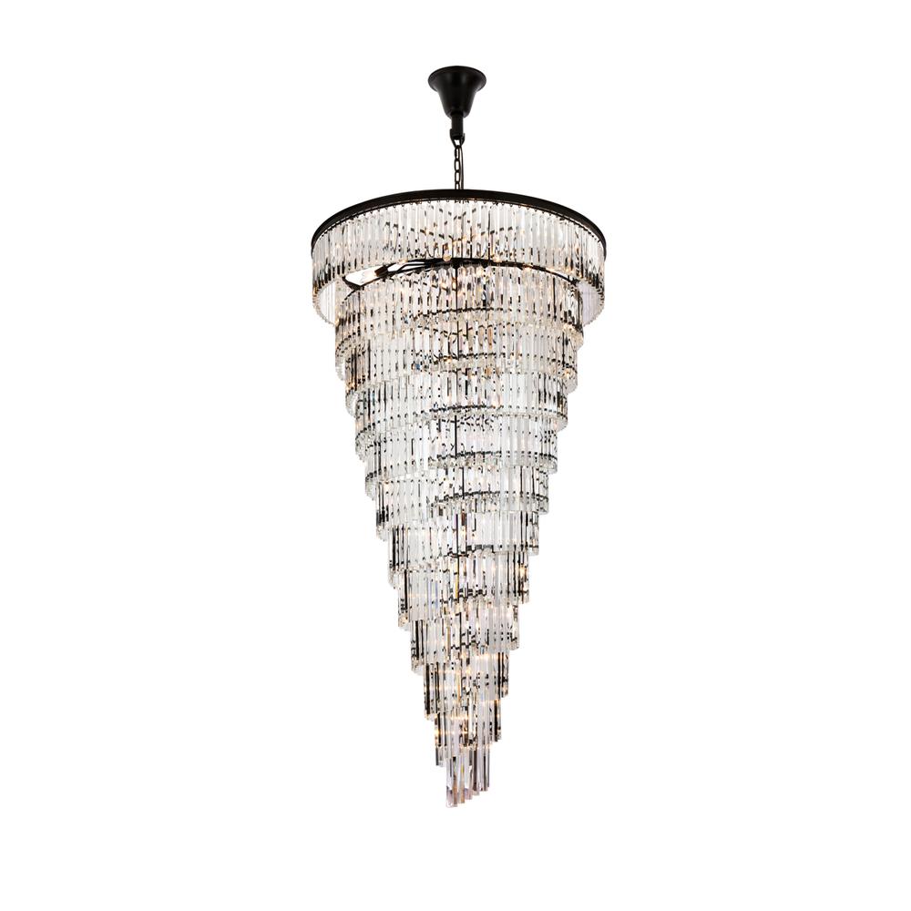 Sydney 48 inch spiral crystal chandelier in matte black. Picture 1