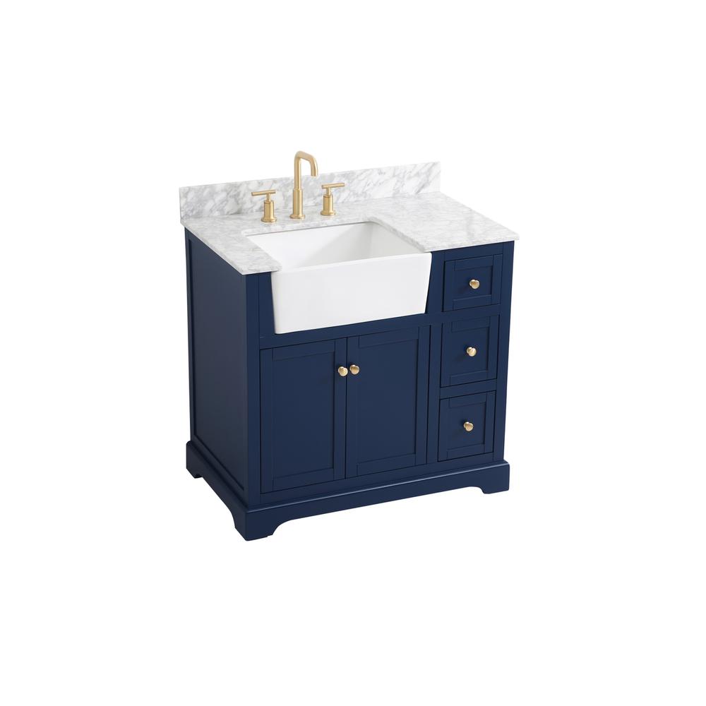 36 inch Single bathroom vanity in blue with backsplash. Picture 8