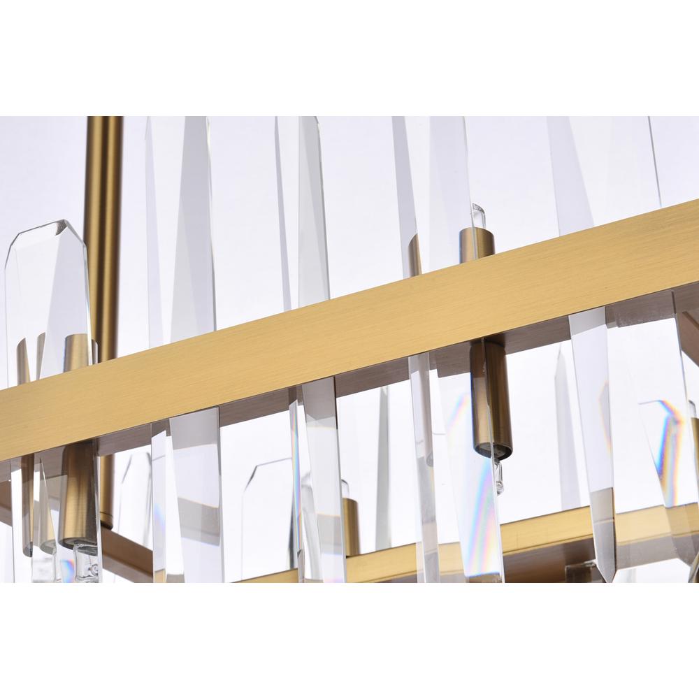 Serena 36 inch crystal rectangle chandelier in satin gold. Picture 5