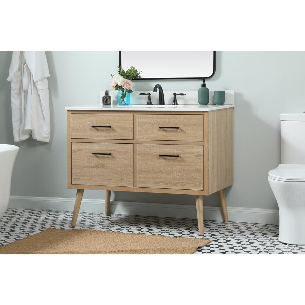 42 inch Single bathroom vanity in mango wood with backsplash. Picture 2