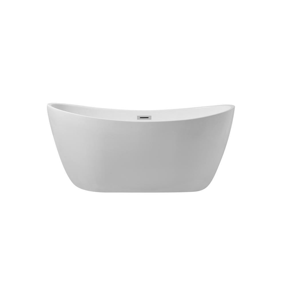 54 inch soaking double slipper bathtub in glossy white. Picture 1