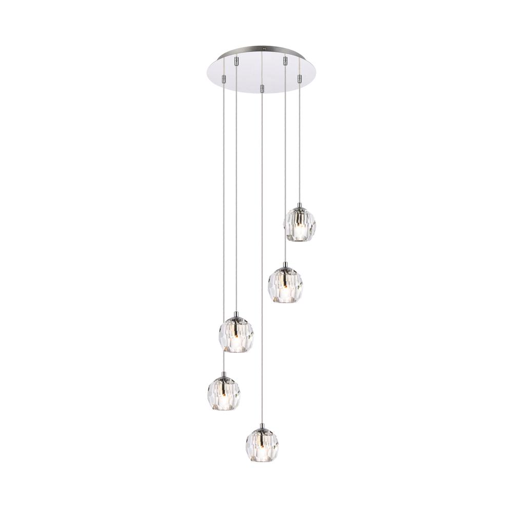 Eren 5 lights Chrome pendant. Picture 1