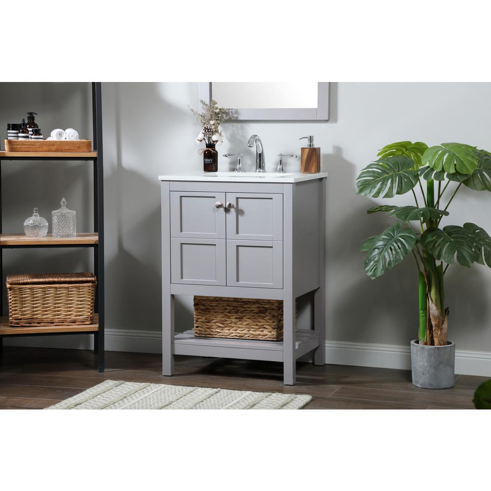 24 inch Single bathroom vanity in grey. Picture 2