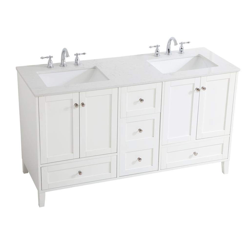 60 inch Double Bathroom Vanity in White. Picture 8