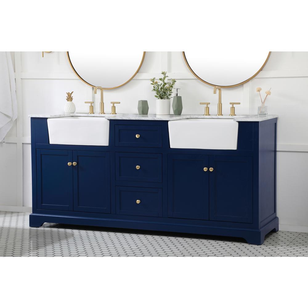 72 inch double bathroom vanity in blue. Picture 2