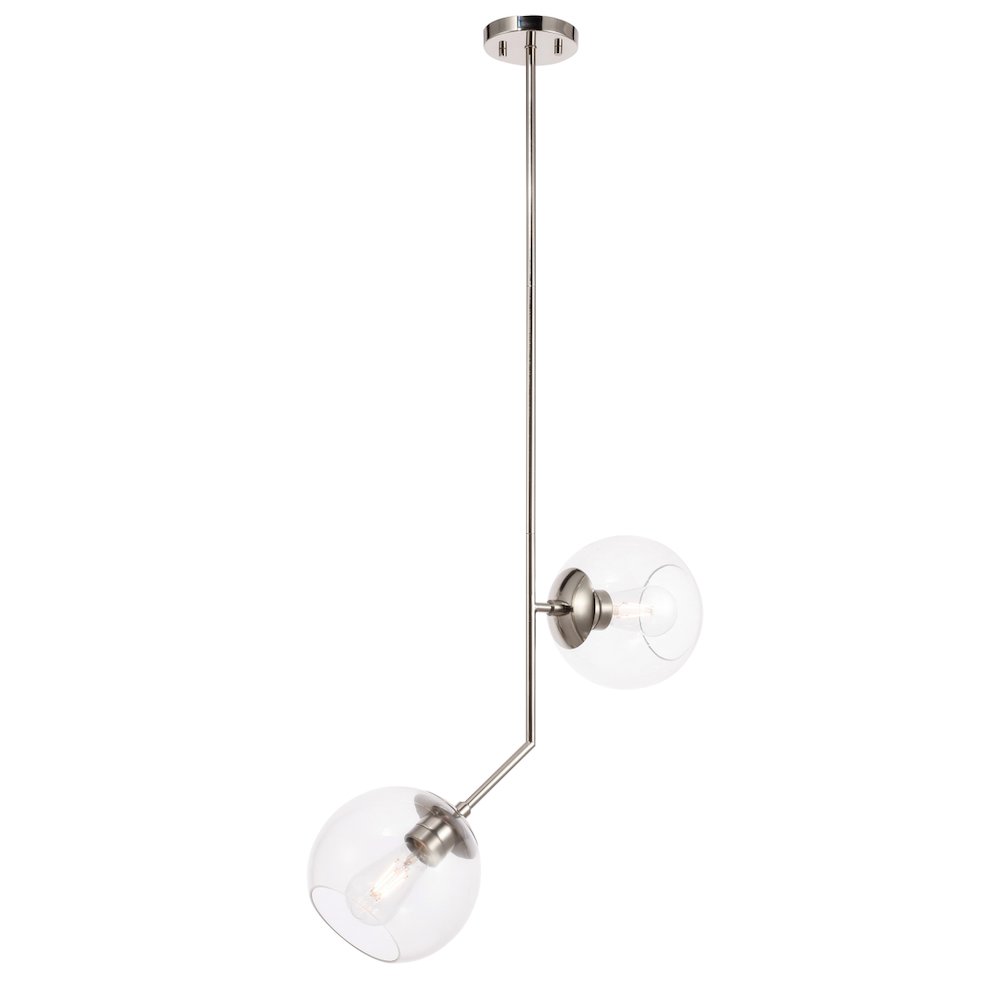 Ryland 2 Light Chrome And Clear Glass Pendant. Picture 4