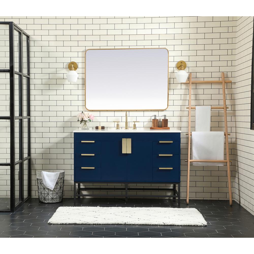 48 inch Single bathroom vanity in blue. Picture 4