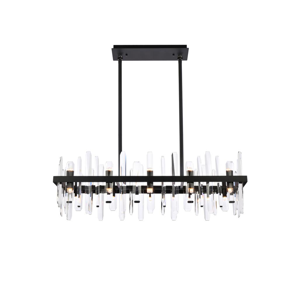 Serena 36 inch crystal rectangle chandelier in black. Picture 1