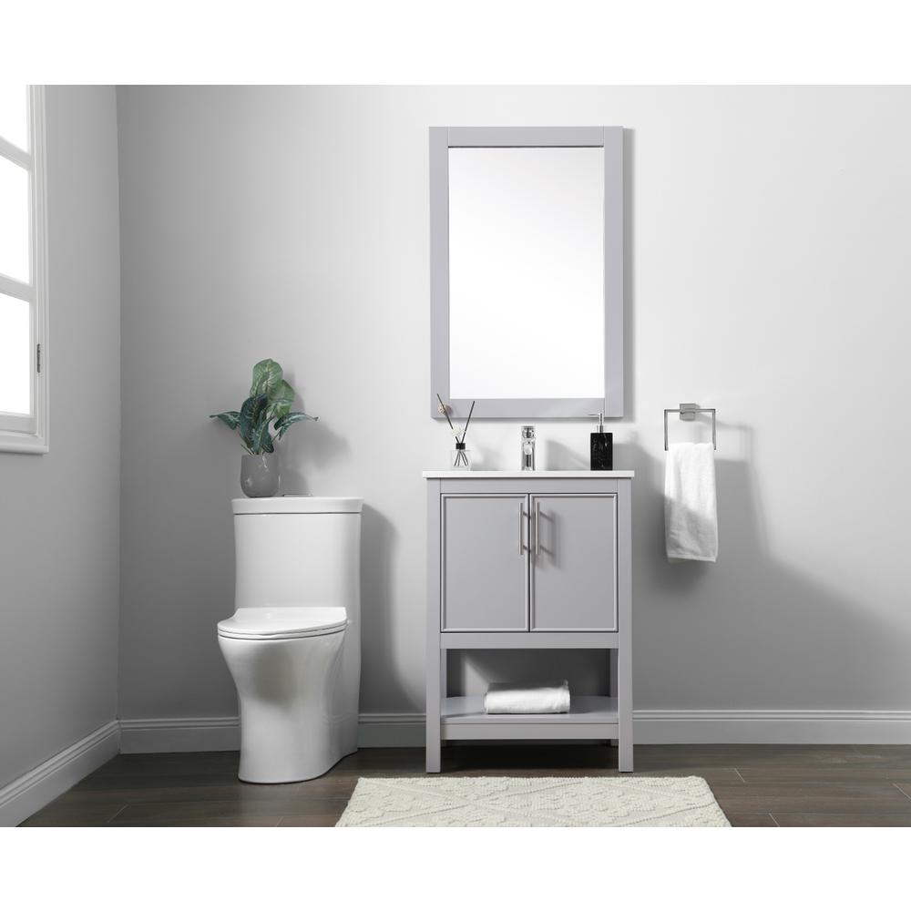 24 Inch SIngle Bathroom Vanity In Grey. Picture 4