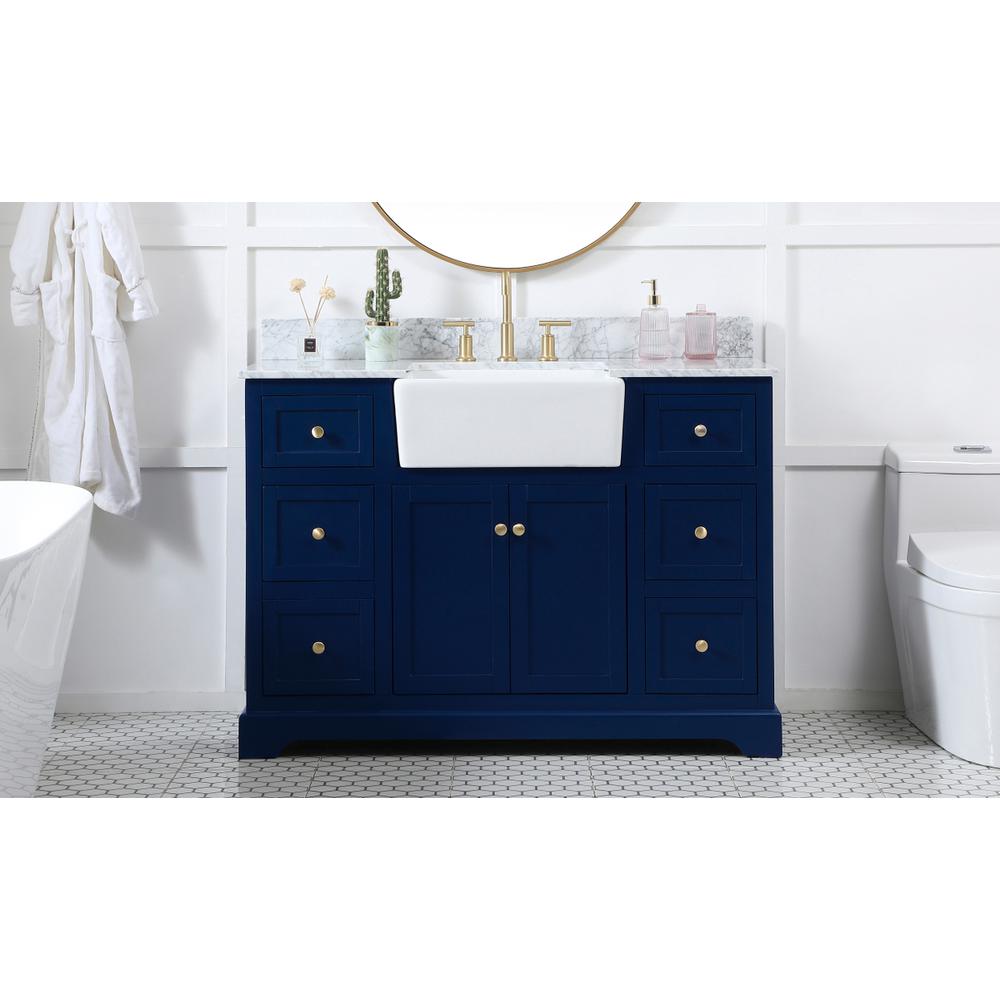 48 inch Single bathroom vanity in blue. Picture 14