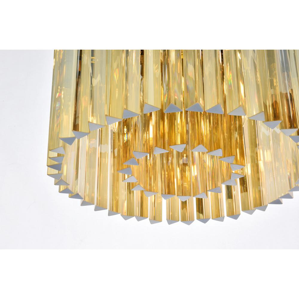 Sydney 6 light Matte Black Flush Mount Golden Teak (Smoky) Royal Cut Crystal. Picture 3