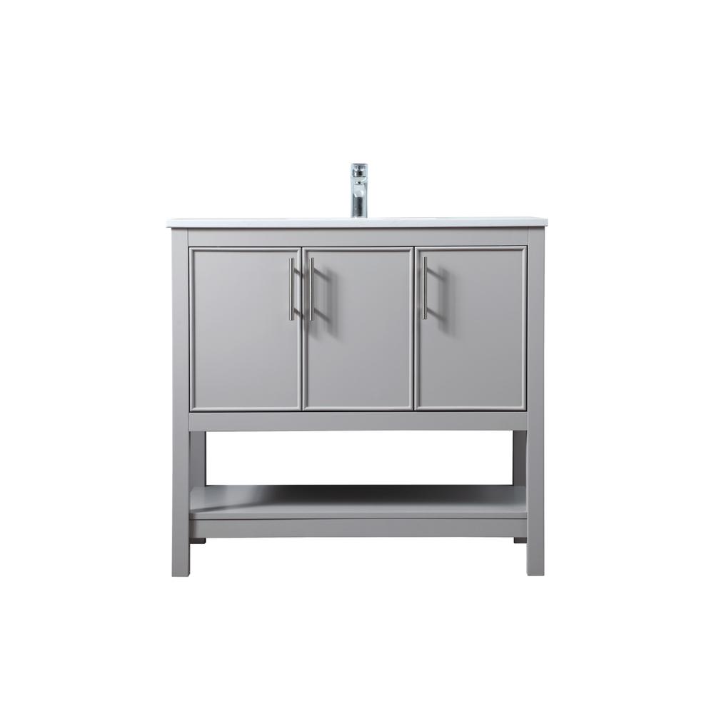 36 Inch SIngle Bathroom Vanity In Grey. Picture 1